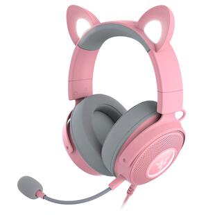Razer雷蛇北海巨妖萌猫专业版V2粉晶RGB可换猫耳兔耳耳机节日礼物