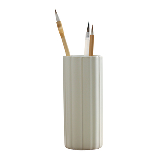 问心堂葵口陶瓷毛笔筒汝窑色瓷器笔筒文房四宝摆件笔笔收纳归置插笔筒笔缸笔盒文房四宝毛笔收纳瓷器书法