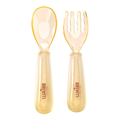 哇爱婴儿ppsu元宝勺子儿童宝宝自主进食学吃饭专用辅食叉勺餐具