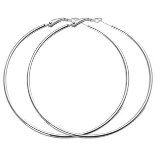 超大圈圈钛钢耳环素圈女欧美高级感圆圈耳环银色耳饰纯银圆环耳圈