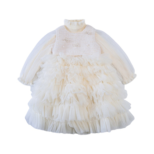 女童小香风连衣裙套装秋冬2025新款高级感生日公主裙洋气蓬蓬纱裙