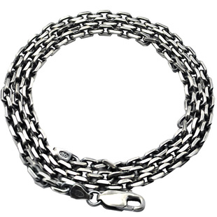 男士项链纯银太角链粗s925潮男复古做旧泰银银项链女纯银粗款个性