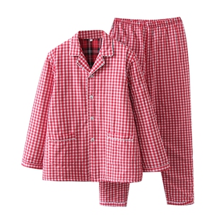 秋冬款女士纯棉老粗布三层加厚夹棉棉睡衣棉裤套装丝棉保暖家居服