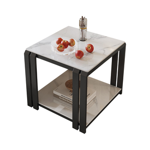 简约客厅艺术沙发边几岩板小茶几家用边柜角几轻奢方形长款户型桌