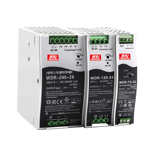 明纬WDR-120W/240W交流380V转直流12V24V导轨式开关电源5A10A20A