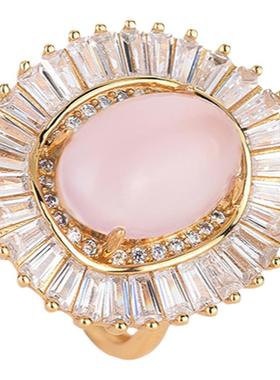 2025国潮新品中国风古装汉服配饰古法金镶嵌天然玉髓玛瑙复古戒指