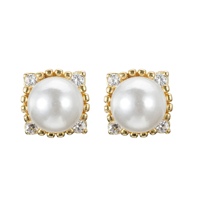 迷你菱形复古珍珠法式可戴小耳钉