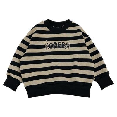 中小童秋冬韩版条纹一体绒卫衣