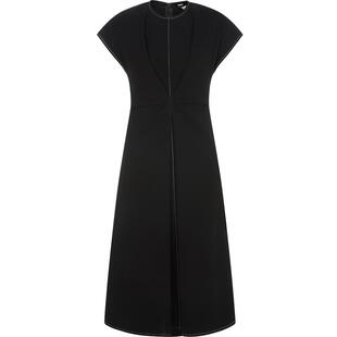 【折扣】INSPIRE STORIES 春夏短袖黑色捏褶气质女士连衣裙