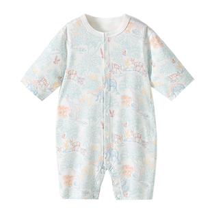 贝肽斯[胎脂皮]婴儿衣服春夏薄款新生儿连体衣男女宝宝哈衣透气