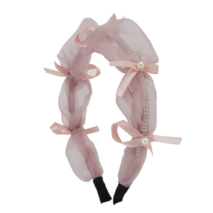 超好看的发箍 ~法式网纱珍珠飘带发箍富家千金高颅顶气质头箍发饰