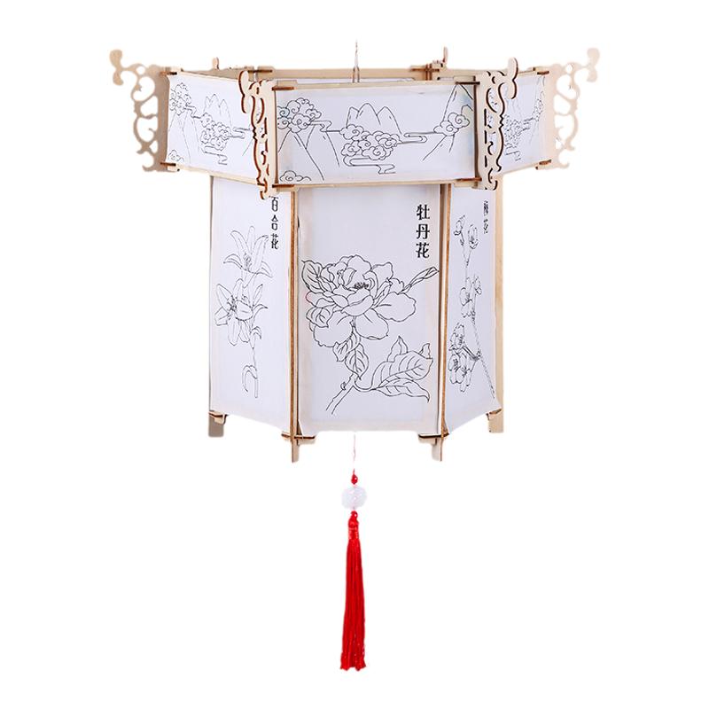 新年古风花草纸灯笼diy手工制作材料包汉服手提花灯兔子灯宫灯