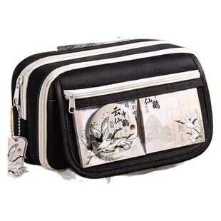 国风黑色笔袋2026超火男生文具盒高颜值ins风女孩小学生铅笔袋初高中大容量多层文具袋女生透明痛包笔袋文具