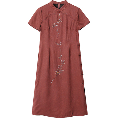 正宗杭州真丝花罗香云纱连衣裙女