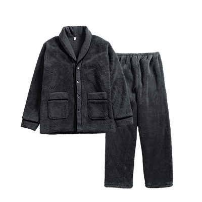 秋冬季加绒青果领睡衣