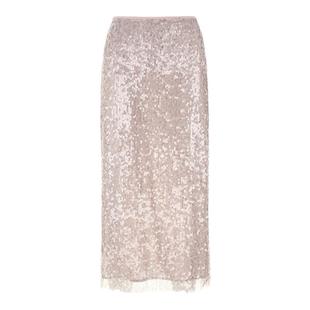 wana try亮片人鱼感粉色直筒裙秋冬韩系温柔休闲复古女款半身裙