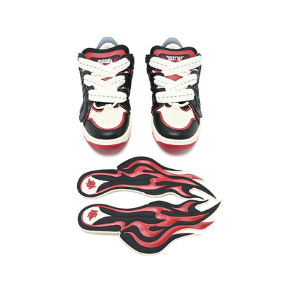 DICETINY联名青少年火焰系带板鞋