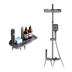 惠达精铜增压花洒家用浴室恒温方管淋浴花洒套装大顶喷沐浴器96A