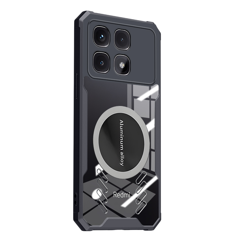 四角气囊防摔镂空磁吸散热适用红米k70至尊版手机壳红米note13pro 小米14全包k70pro硬壳k60透明k50保护壳k40