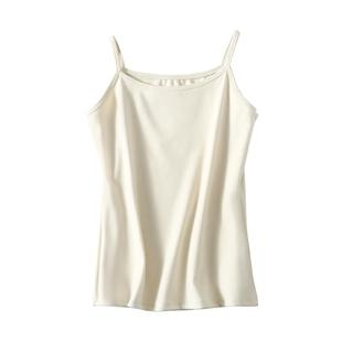 德绒吊带背心女2026早春内搭加绒保暖打底衫磨毛宽松纯棉黑色上衣