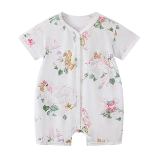 Babycare小柔风夏爬行服宝宝包屁衣莫代尔短袖三角连体衣婴儿衣服