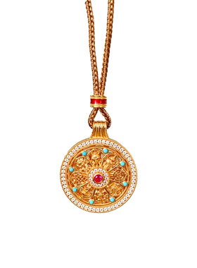 S925纯银八宝罗盘可转动毛衣链