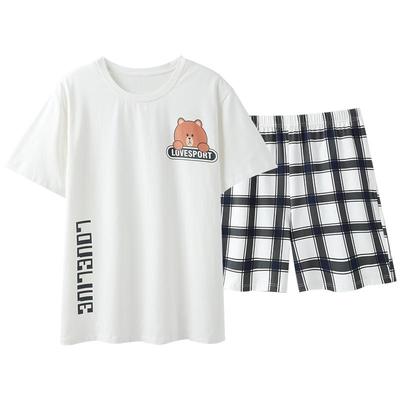 睡衣女夏季纯棉短袖短裤家居服