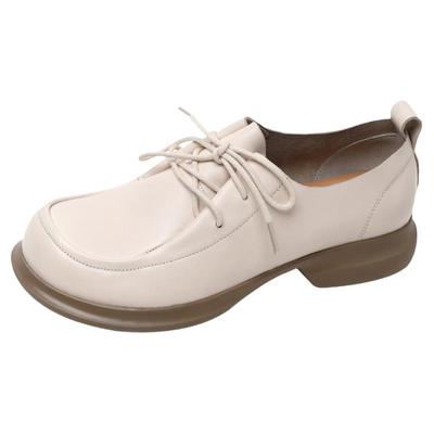 平底系带小皮鞋真皮软皮女鞋