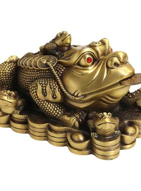 纯铜金蟾招财客厅一对摆件金蟾蜍