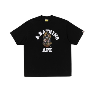 BAPE男装25年秋冬鲨鱼鲨星人字母图案印花短袖T恤316101P