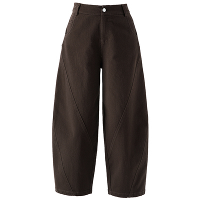 春四季小个子阔腿牛仔裤女弯刀裤