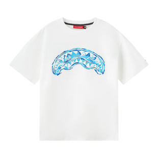 SprayGround鲨鱼嘴美式涂鸦印花短袖T恤男夏季潮牌宽松圆领短tee