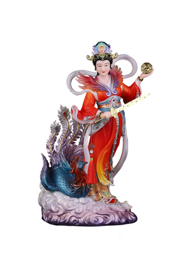 汉白玉站九天玄女摆件居家供奉补天女娲娘娘踏风九天玄女家用神像