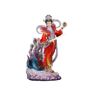 汉白玉站九天玄女摆件居家供奉补天女娲娘娘踏风九天玄女家用神像