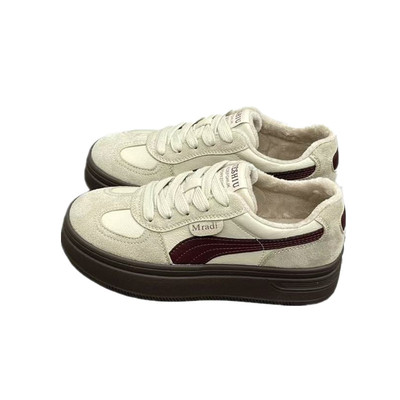 真皮厚底德训鞋女2025秋冬新款