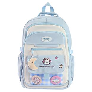 酷乐潮玩春日懒懒双肩包新款大容量书包上课多口袋女初中生背包