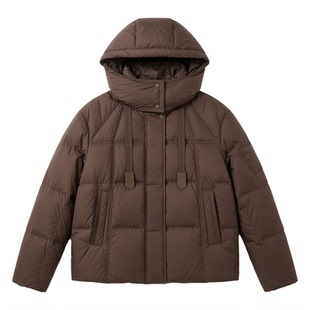 雪中飞2025冬新款女士羽绒服拼接撞色美拉德色系泡芙面包服外套潮