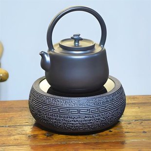 新疆包邮手工老石臼围炉煮茶炉新型高端电陶炉户外石头电碳两用磨