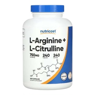 Nutricost进口L-精氨酸L-瓜氨酸助运动表现肌肉恢复健身运动