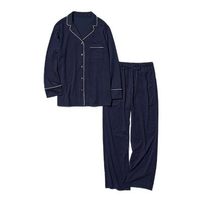 日潮跑腿UNIQLO优衣库 Airism 棉质睡衣套装 69 NAVY WOMEN M 478