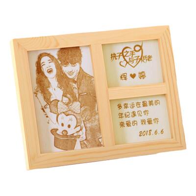 生日礼物送老婆木刻画定制照片
