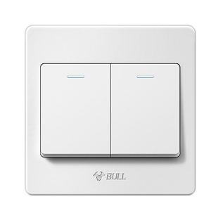 公牛双开单控开关面板按钮家用电灯开关二位两开双联16a开关G07白