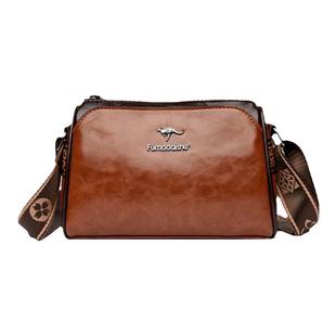 专柜正品真皮百搭三层枕头包大容量单肩包女牛皮软皮圆筒斜挎包包