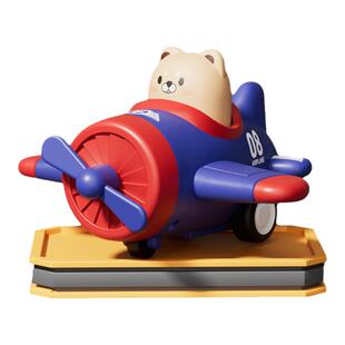 儿童动物螺旋桨旋转小飞机玩具按压惯性车模型狗狗考拉老虎棕熊