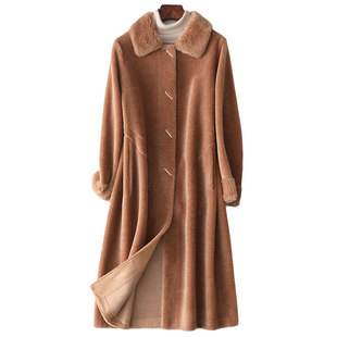 颗粒羊毛皮草外套女装2025新款冬装中长款大气显瘦优雅羊剪绒大衣