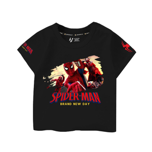 蜘蛛侠4崭新之日电影周边Spider-Man短袖T恤衫男女儿童装学生半袖