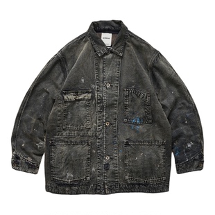现货 BOWWOW DUCK COVERALL 日产泼墨做旧毛毡内衬四袋工装夹克