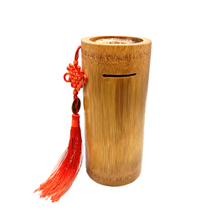 竹子竹筒存钱罐网红硬币储蓄罐超大竹编儿童成人招财存钱罐创意