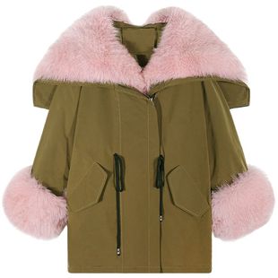 落落狷介真狐狸毛羽绒服女款2024新款冬季保暖收腰连帽外套小个子