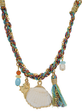 LAMUANA五彩蓝绳贝壳海星手链叠戴小众设计天然石编绳锁骨链84233